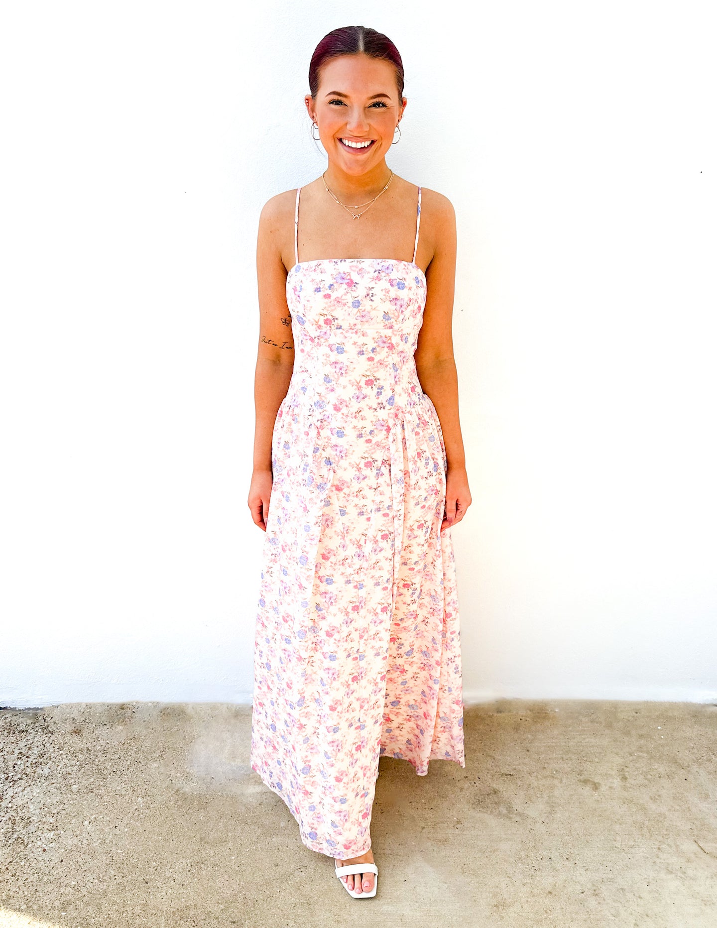 Sun On My Face Floral Flowy Maxi Dress in Blue