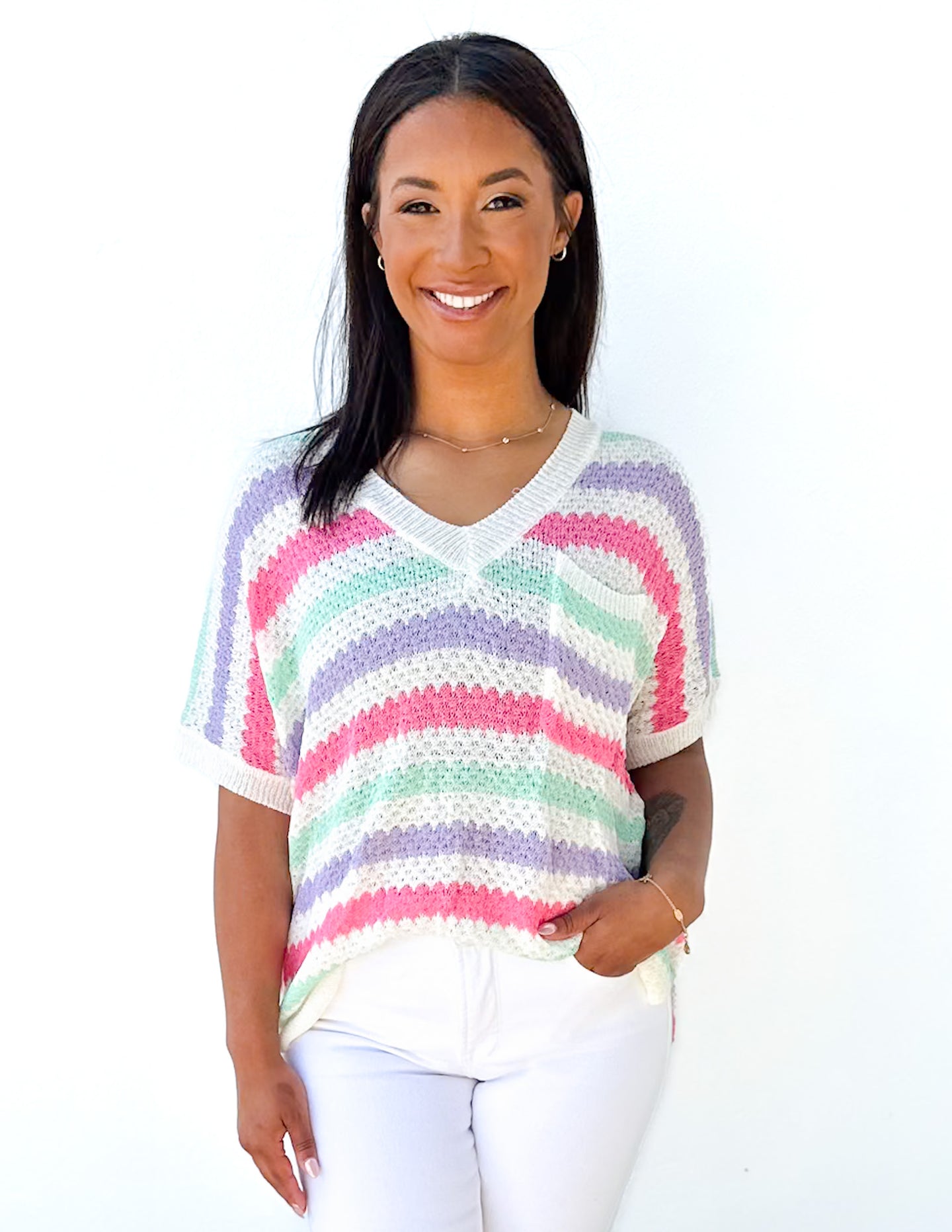 Rearrange My World Striped V-Neck Top