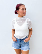 Load image into Gallery viewer, Soft Girl Era Lace Mock Neck Knit Top