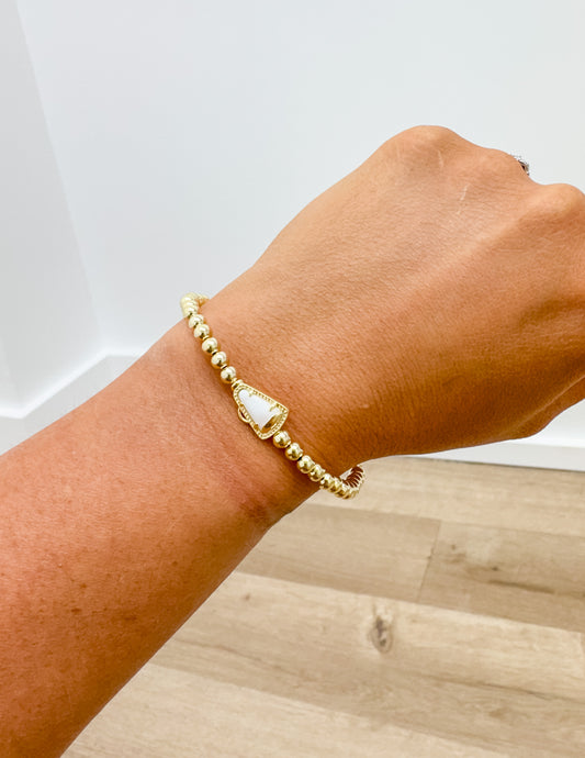 Kendra Scott Cheer Stretch Bracelet in Gold/White MOP