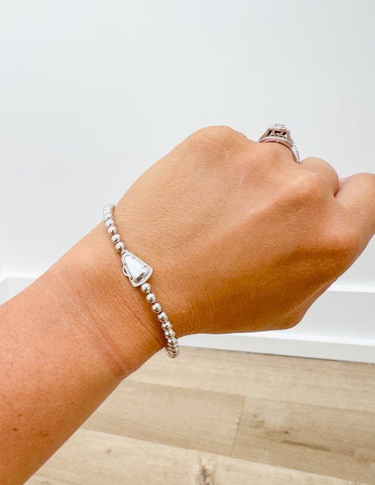 Kendra Scott Cheer Stretch Bracelet in Silver/White MOP