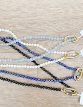 Load image into Gallery viewer, Kendra Scott Emery Beaded Necklace in Gold/Lt. Blue Chlcdny