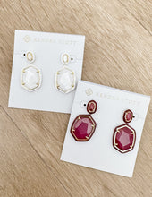 Load image into Gallery viewer, Kendra Scott Daphne Enamel Frame Drop Earrings in Gold White MOP