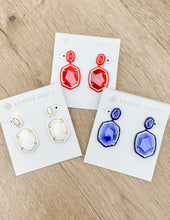 Load image into Gallery viewer, Kendra Scott Daphne Enamel Frame Drop Earrings in Gold Cobalt Illusion