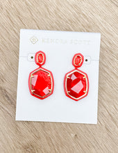 Load image into Gallery viewer, Kendra Scott Daphne Enamel Frame Drop Earrings in Gold Red Illusion