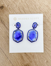 Load image into Gallery viewer, Kendra Scott Daphne Enamel Frame Drop Earrings in Gold Cobalt Illusion