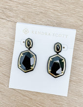 Load image into Gallery viewer, Kendra Scott Daphne Enamel Frame Drop Earrings in Gold Black Agate