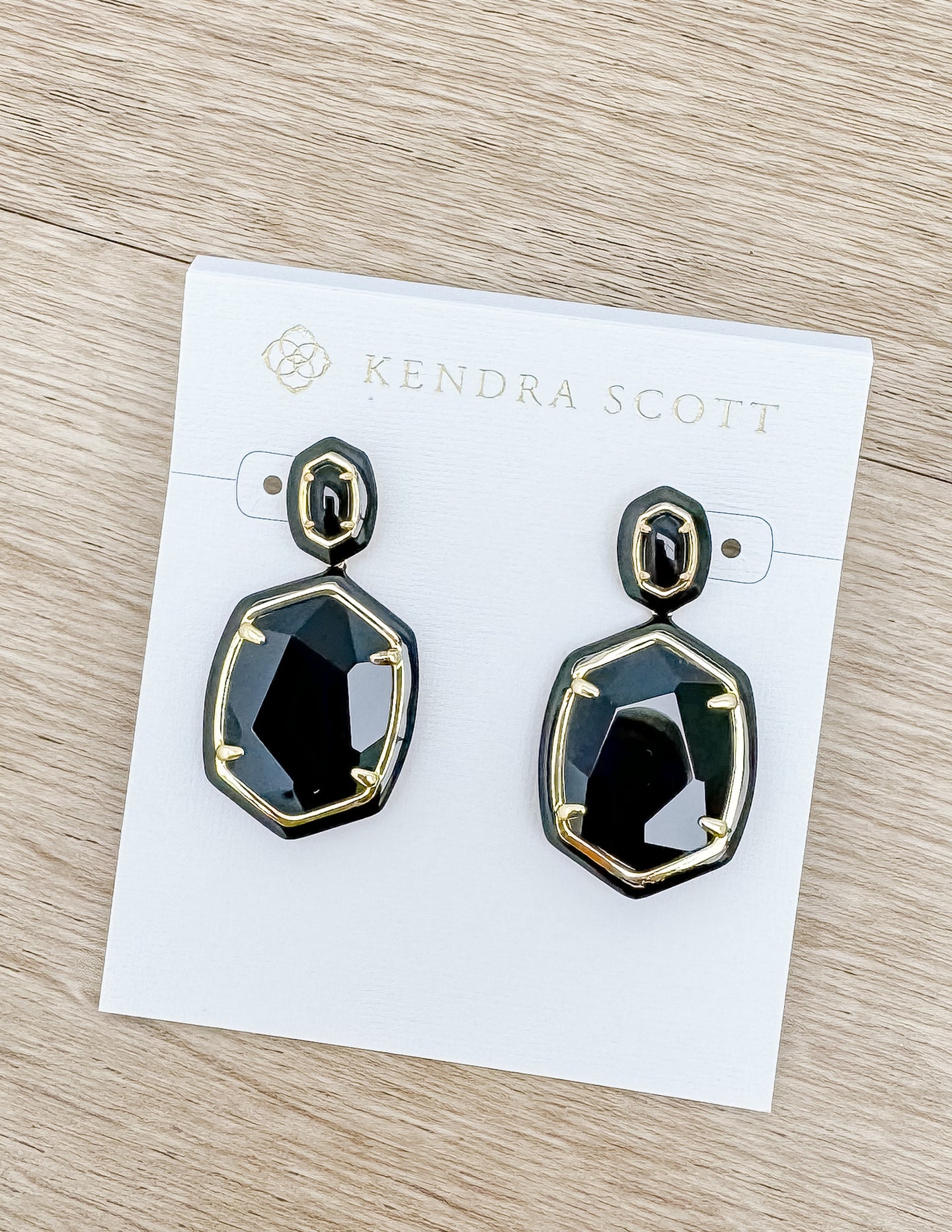 Kendra Scott Daphne Enamel Frame Drop Earrings in Gold Black Agate