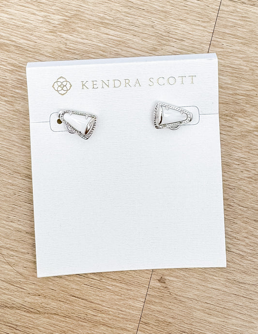 Kendra Scott Cheer Stud Earrings in Silver/White MOP