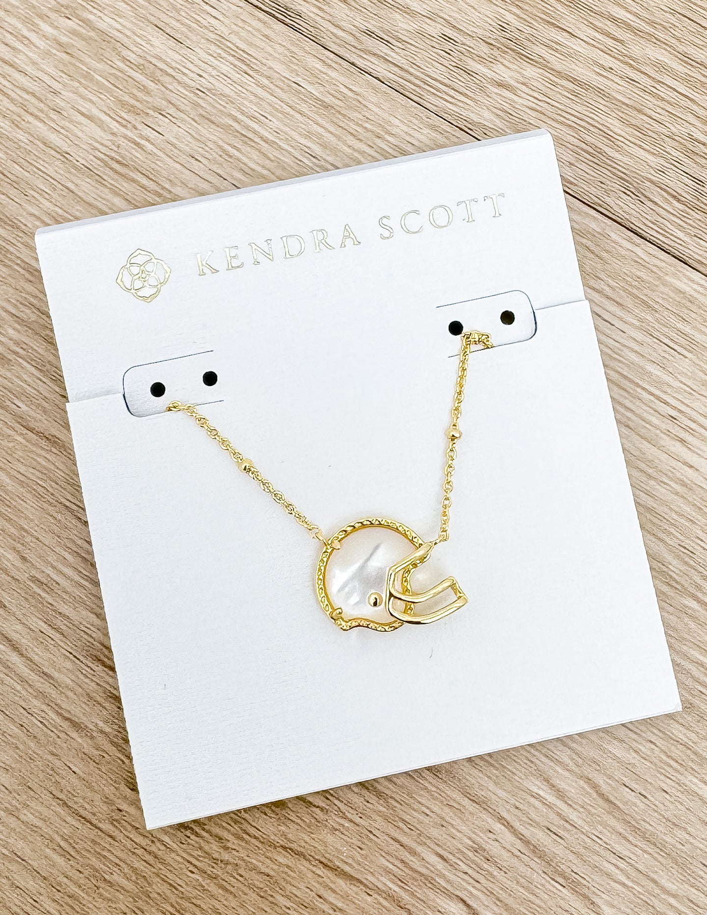 Kendra Scott Football Helmet Pendent Necklace in Gold/Ivory MOP