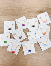 Load image into Gallery viewer, Kendra Scott Elisa Enml Frame Prclp Necklace in Gold/Navy MOP