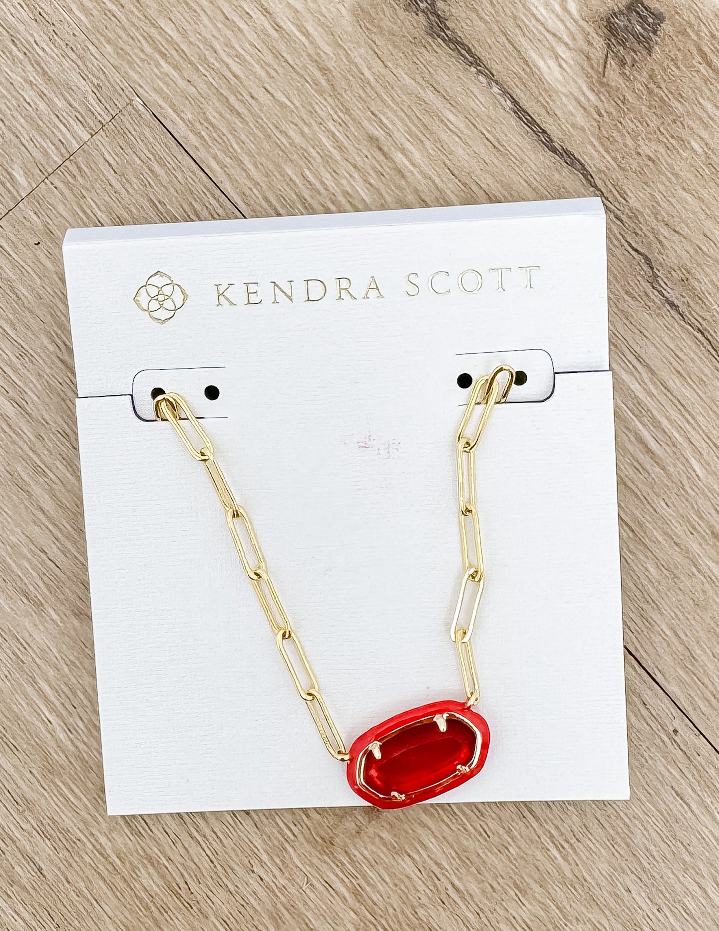 Kendra Scott Elisa Enml Frame Prclp Necklace in Gold/Red Illusion