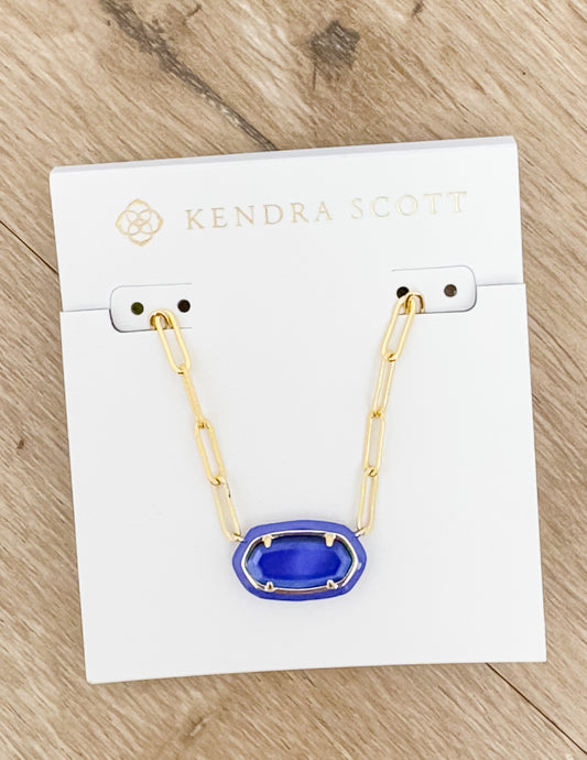 Kendra Scott Elisa Enml Frame Prclp Necklace in Gold/Cobalt Illusion