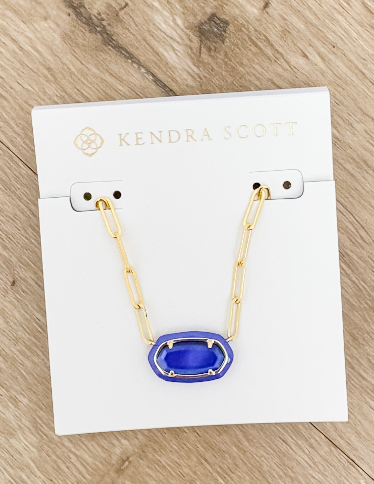 Kendra Scott Elisa Enml Frame Prclp Necklace in Gold/Cobalt Illusion