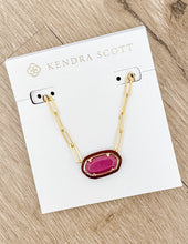 Load image into Gallery viewer, Kendra Scott Elisa Enml Frame Prclp Necklace in Gold/Maroon Magnesite