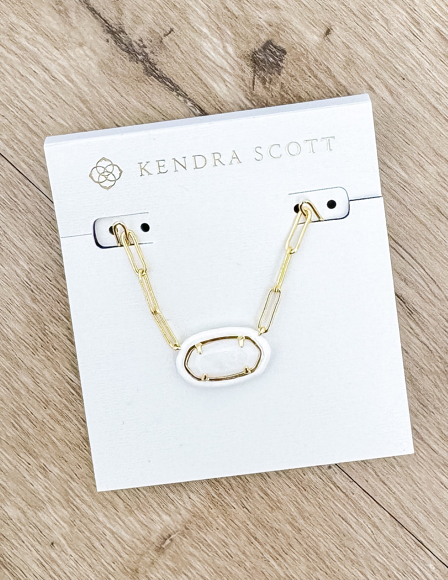 Kendra Scott Elisa Enml Frame Prclp Necklace in Gold/White MOP