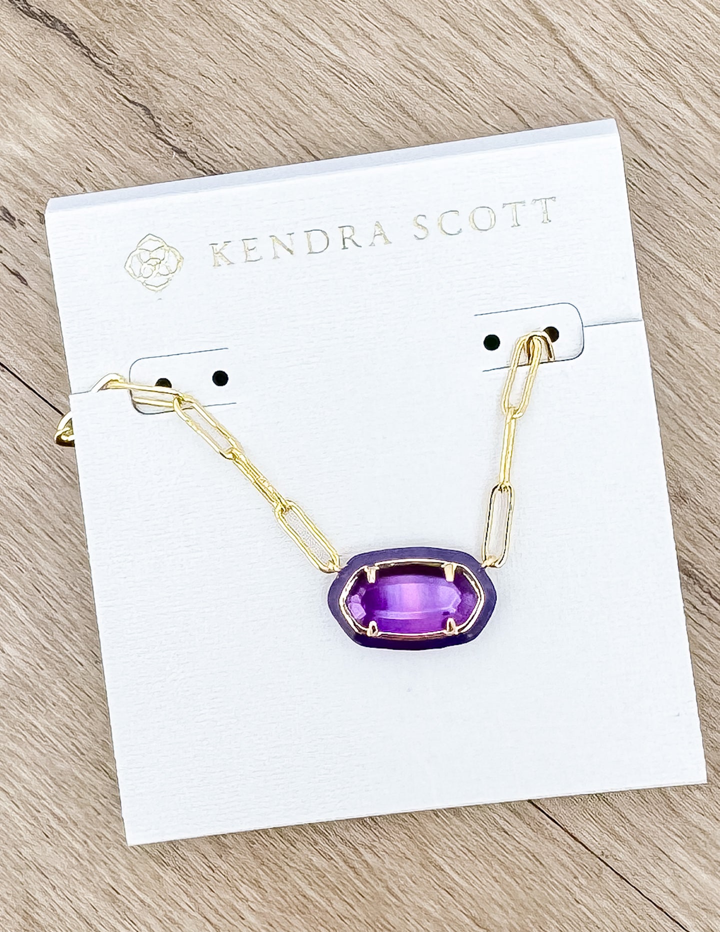 Kendra Scott Elisa Enml Frame Prclp Necklace in Gold/Purple MOP