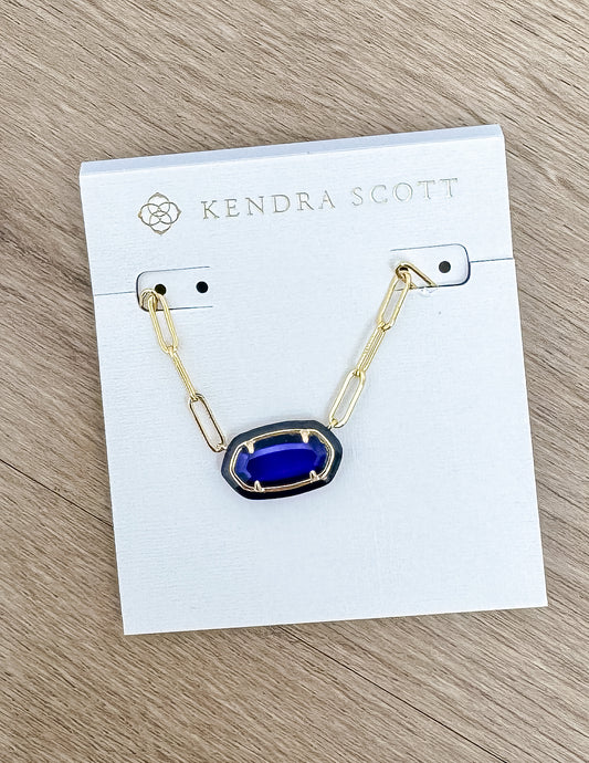 Kendra Scott Elisa Enml Frame Prclp Necklace in Gold/Navy MOP