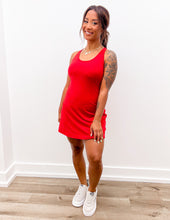 Load image into Gallery viewer, Living The Dream Tennis Romper Dress in True Red