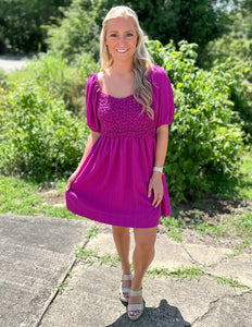 Hammer to the Heart Textured Dress Magenta