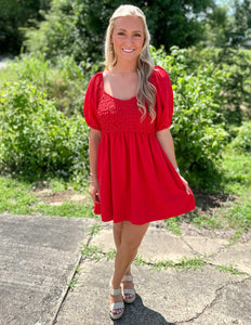 Hammer to the Heart Textured Dress Red