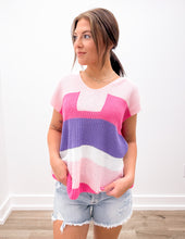 Load image into Gallery viewer, Show Yourself Knit V-Neck Top in Pink/Purple