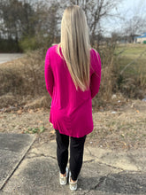 Load image into Gallery viewer, Show Me Everyday V-Neck Long Sleeve Top Magenta