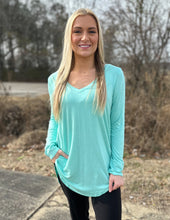 Load image into Gallery viewer, Show Me Everyday V-Neck Long Sleeve Top Mint