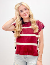 Load image into Gallery viewer, Never Fall In Love Side Tie SS Knit Sweater in Burgundy