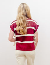 Load image into Gallery viewer, Never Fall In Love Side Tie SS Knit Sweater in Burgundy