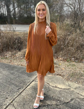 Load image into Gallery viewer, Only Yours Pleated High Ruffle Neck Dress Honey Ginger