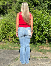 Load image into Gallery viewer, All Night Long High Rise Distressed Flare Jeans