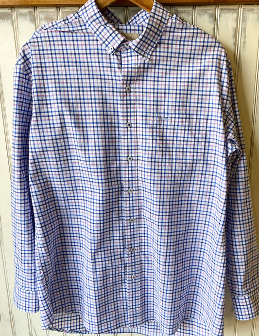Coastal Cotton Woven Check LS Dress Shirt Red White And Blue