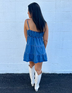 Concert Nights Tiered Denim Dress