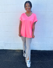 Load image into Gallery viewer, Less of You V-Neck Top Neon Pink