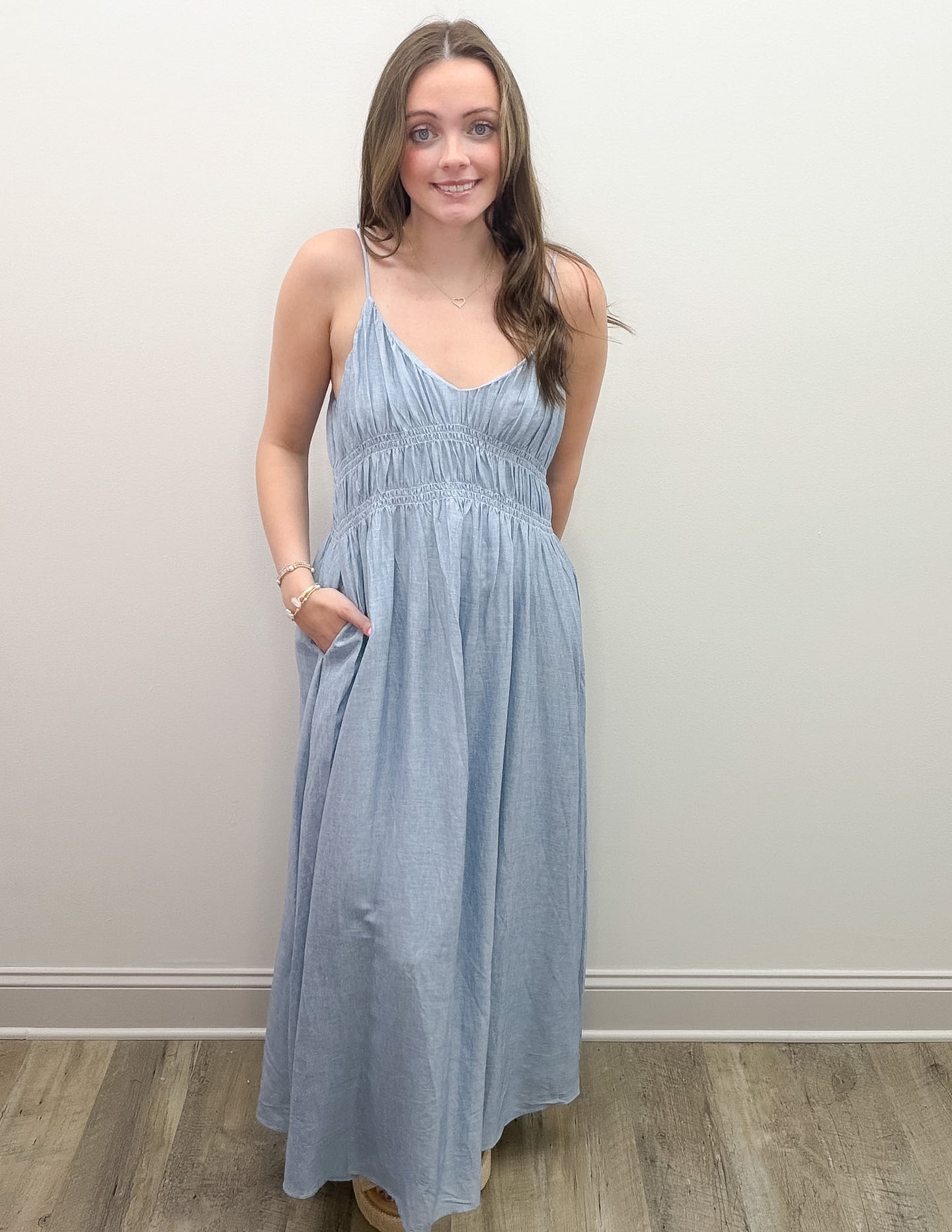 linen cami dress Darla Linen Cami Dress Denim Daisy Shoppe