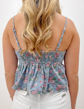Load image into Gallery viewer, Audrey Printed Denim Bow Top