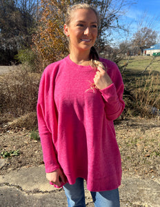 What More Can I Say Oversized Sweater Hot Pink