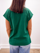 Load image into Gallery viewer, That&#39;s Crazy Round Neck Folded SS Top in Dark Green