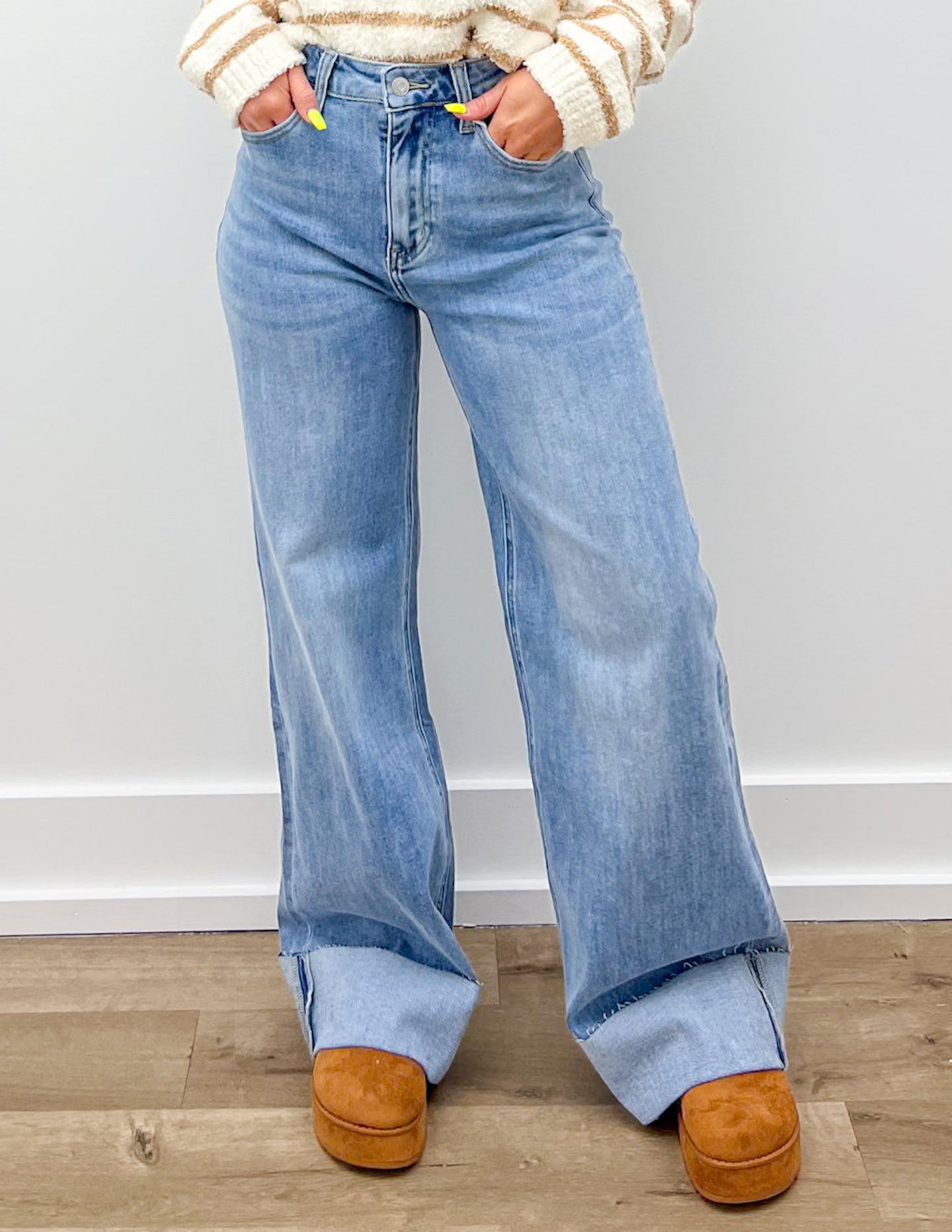 You Never Know 90's Stretch Cuffed Hem High Rise Jeans