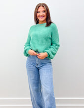Load image into Gallery viewer, Southern Shirt Women&#39;s Feather Knit Mockneck Sweater in Aloe