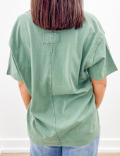 Load image into Gallery viewer, Never Looking Back V-Neck SS Knit Top in Olive