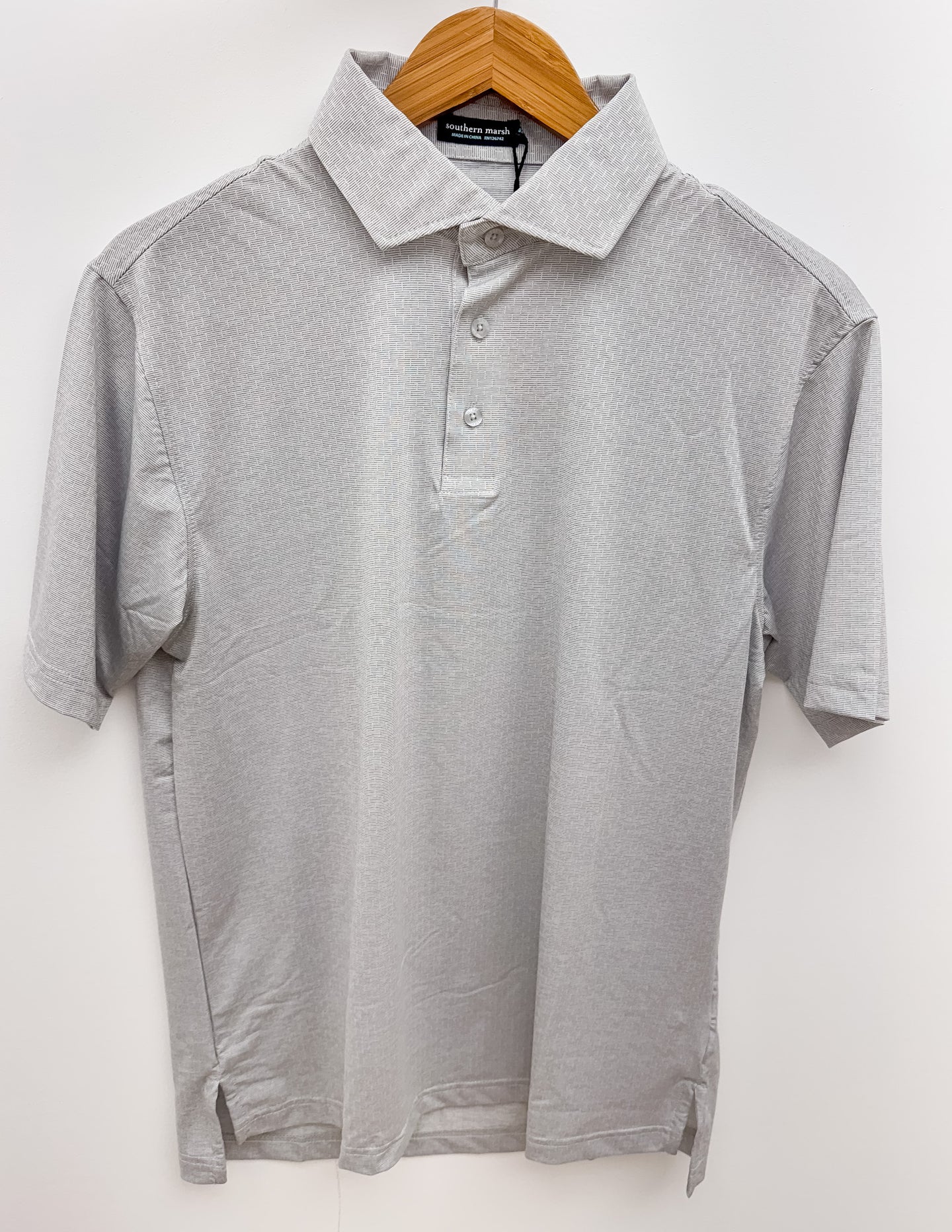 Southern Marsh Cork Grid Performance Polo in Light Gray