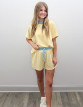Load image into Gallery viewer, Every Part Of Me Stripe Knit Top &amp; Short Sets in Butter/Sky