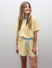Load image into Gallery viewer, Every Part Of Me Stripe Knit Top &amp; Short Sets in Butter/Sky