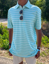 Load image into Gallery viewer, Southern Tide Men&#39;s SS Ryder Heather Bombay Striped Performance Polo