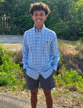 Load image into Gallery viewer, Southern Marsh Hartsville Plaid Dress Shirt French Blue &amp; Mint