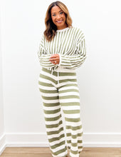 Load image into Gallery viewer, When I Met You Striped Drawstring Pants in Ivory/Olive