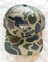 Load image into Gallery viewer, Coastal Cotton Camo and Dark Green Mesh Structured Twill Trucker Cap