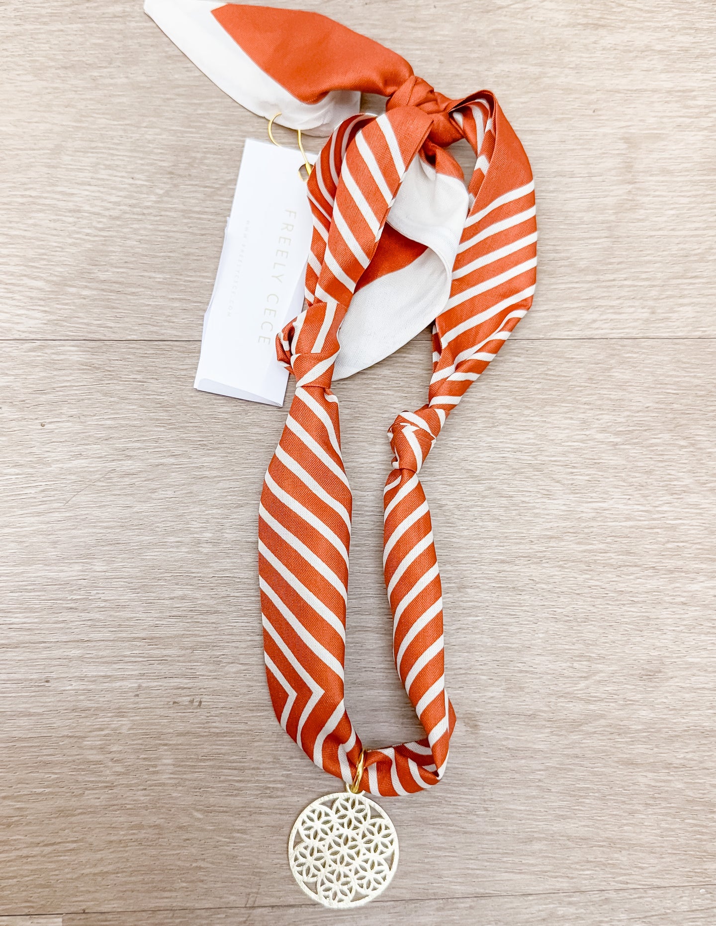 Wanting You Scarf Necklace in Burnt Orange and Ivory
